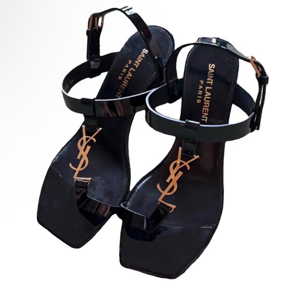 Saint Laurent Black Strappy Sandals